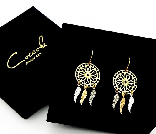 KOLCZYKI ŁAPACZE SNÓW- SREBRO 925 POZŁACANE Coccola JEWELLERY