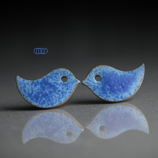 kolczyki ceramiczne Ptaszki/stal chirurgiczna/