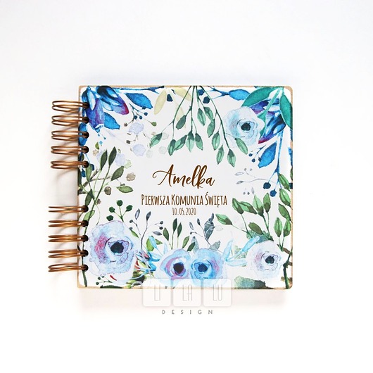 Album komunijny - Niebieskie kwiaty LiLaLu Design