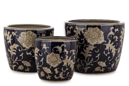 kwietniki Osłonka 3 szt. ceramiczna 20x26x26 i 18x21x21 i 15x16,5x16,5 cm MARISKA