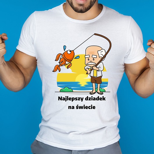 t-shirty męskie Koszulka  z nadrukiem Dziadek rybak