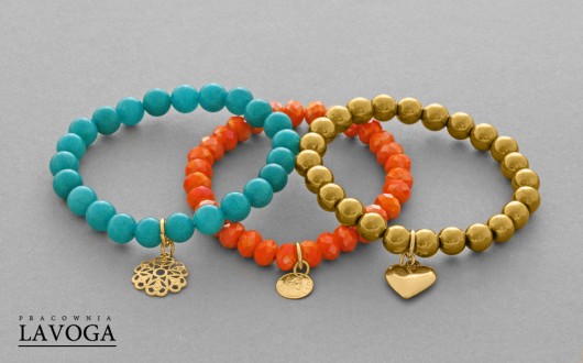 Orange crysta, turquoise jade & golden hematite. Lavoga