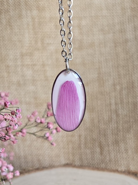 wisiory Srebrna zawieszka jajowata suszone kwiatowy różowa