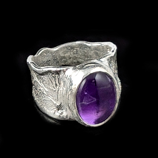 pierścionki srebrne Sygnet z ametystem