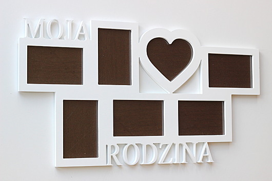 Drewniana mdf ramka na 7 zdjęć Moja Rodzina amdecor