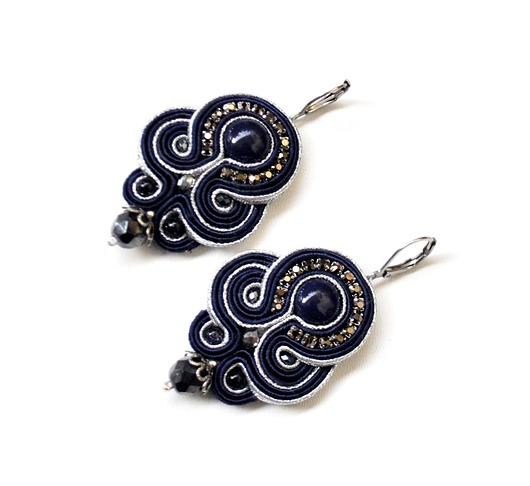 kolczyki soutache Sutaszowe kolczyki NAVY1