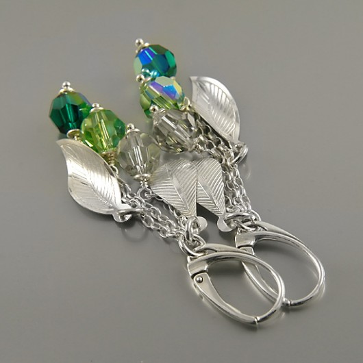 kolczyki -  kryształ Swarovski green trio color yamira
