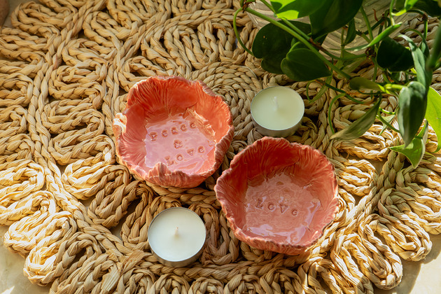 świeczniki i świece Ceramiczny świecznik na tealighty kpl 2 szt handmade