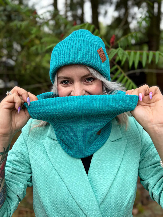 szale damskie Bandana zimowa Turkus