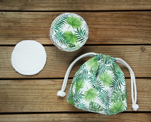 tekstylia - różne Waciki zero waste - 10szt. z woreczkiem - Kwiaty