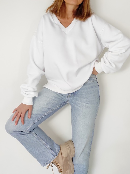 bluza bez kaptura damska Bluza z dekoltem V