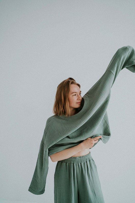 bluzki z długim rękawem damskie Longsleeve Lekko 2, szałwia