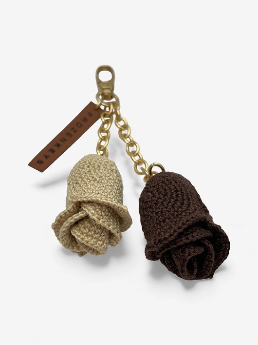 breloki Brelok Dwie Róże - Ecru i Czekolada