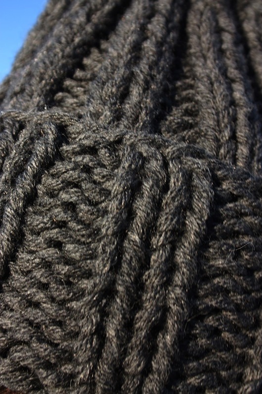 czapki damskie Szara czapka beanie  z wełną Shetland Chunky