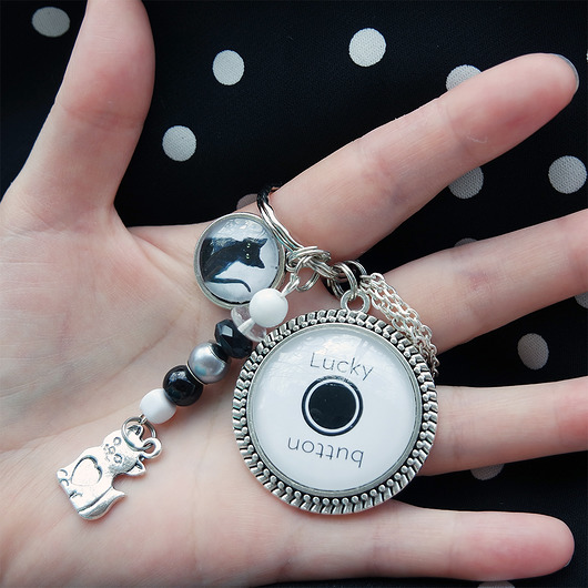 breloki Breloczek - Lucky button, kot, duży