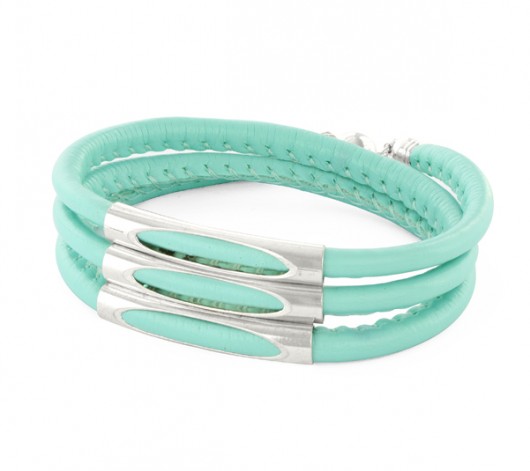 Mint strap with silver tubes. Lavoga