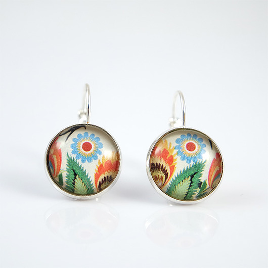 kolczyki szklane Kolczyki - Folkowe - bigle zamykane