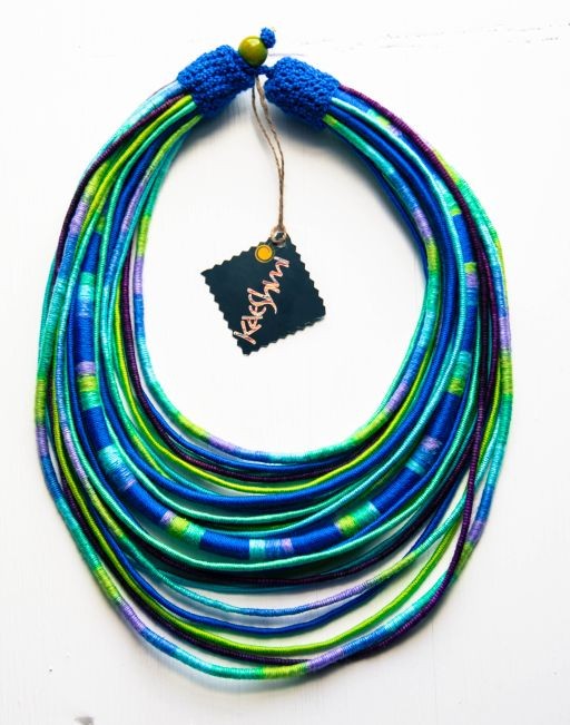 Łowiczanka Blue - naszyjnik MAASAI, tribal Kaeshmi