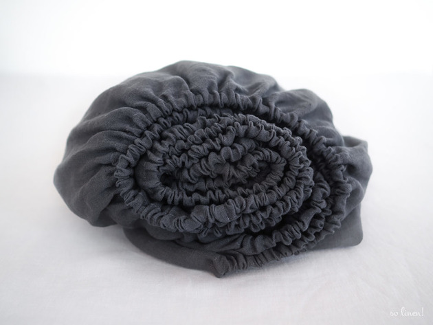 Lniane Prześcieradło Z Gumką CHARCOAL so linen!