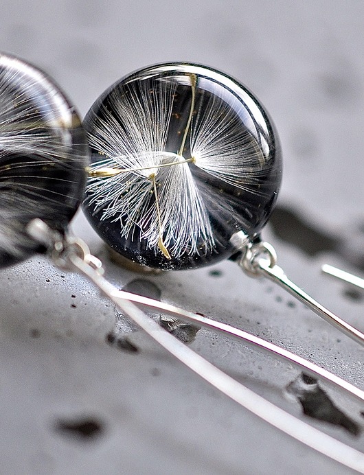 Kolczyki srebrne z nasionami dmuchawca Grol Jewellery