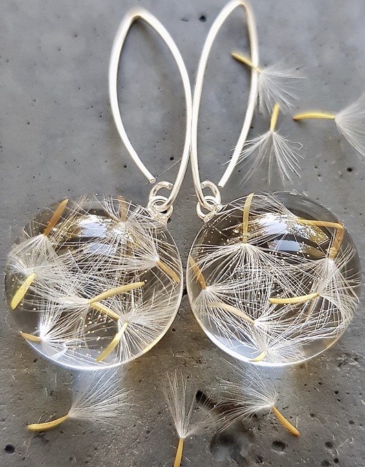 Kolczyki srebrne z nasionami dmuchawca Grol Jewellery