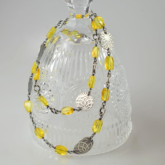 srebrne naszyjniki Elnora - srebrny naszyjnik z bursztynem