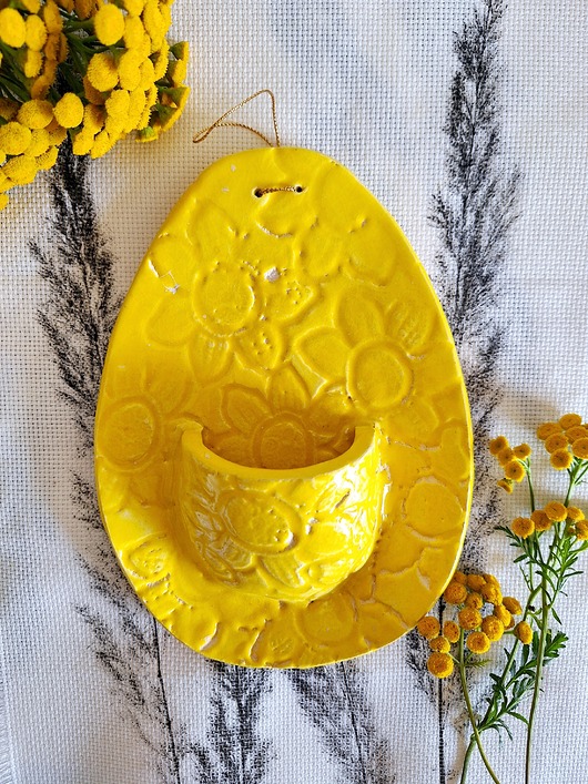 ozdoby wielkanocne Ceramiczna zawieszka ozdoba ścienna żółta