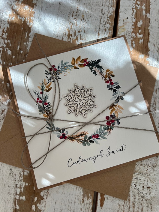 kartki świąteczne Wyjątkowa ręcznie robiona kartka świąteczna na Boże Narodzenie