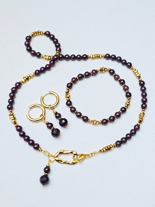 komplet biżuterii Komplet  Bordo w Złocie