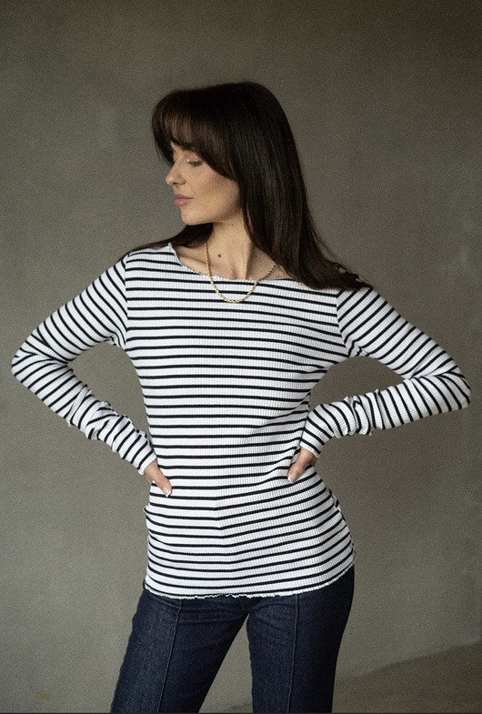 bluzki z długim rękawem damskie Bluzka longsleeve stripes