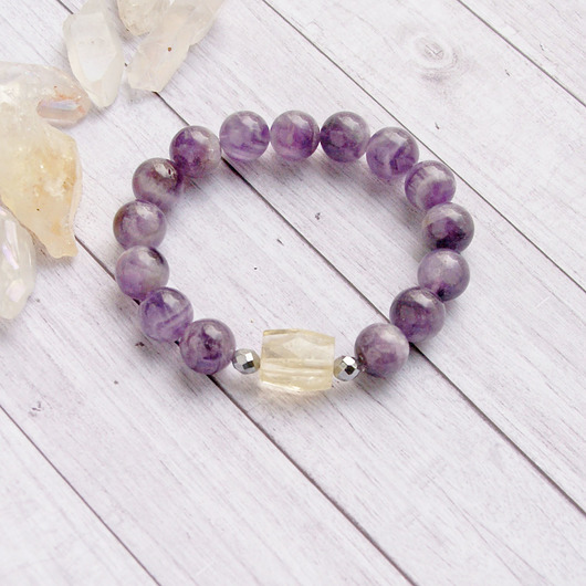 bransoletki z kamieni naturalnych Ametyst & cytryn : rozmiar L
