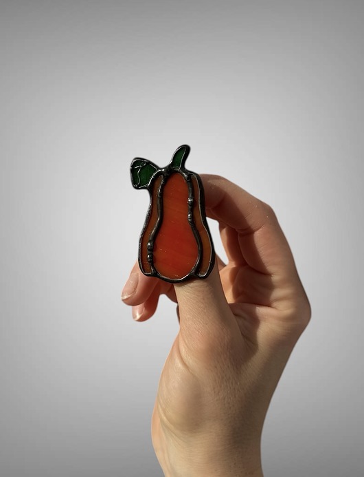 broszki Pomarańczowa broszka witrażowa warzywo "Dynia"