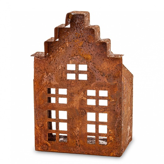 dekoracje świąteczne Dekoracja - domek metalowy rdzawy 15x10x7,5 cm RUGGINE small
