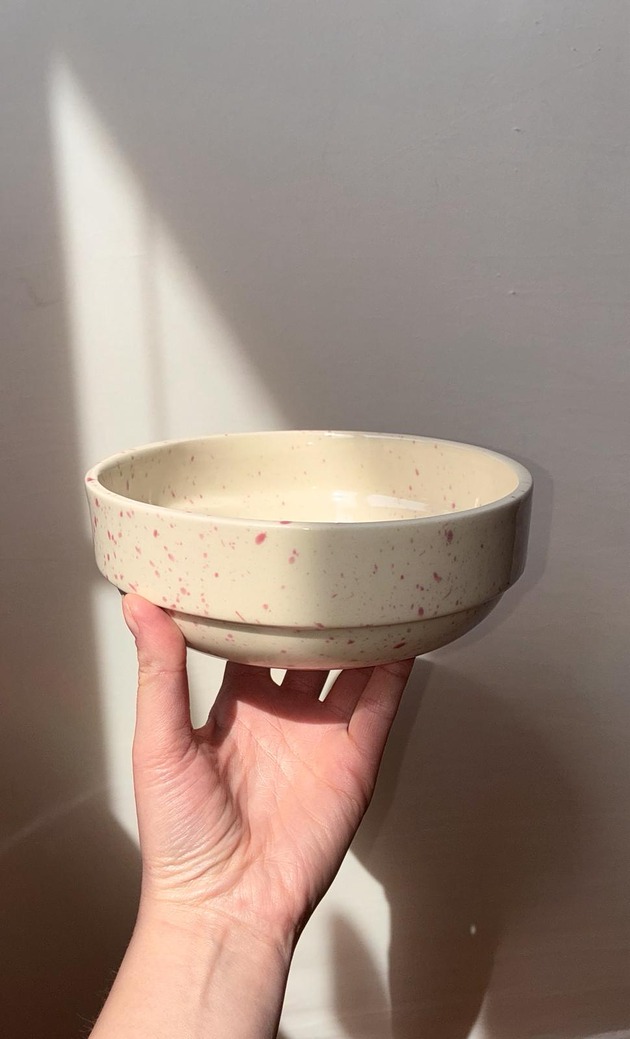 talerze, miski Miska  różowe ciapki