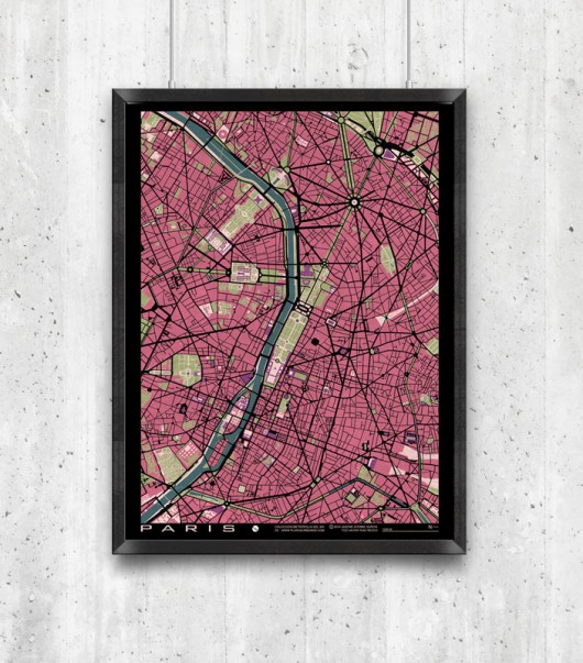 Paris - plan miasta, plakat A2 minimalmill