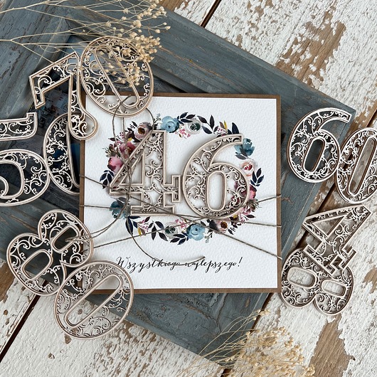kartki scrapbooking Kartka urodzinowa na rocznicę z cyframi