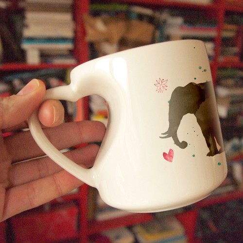 Słoń akwarele Kubek Serce uszko ONE MUG A DAY