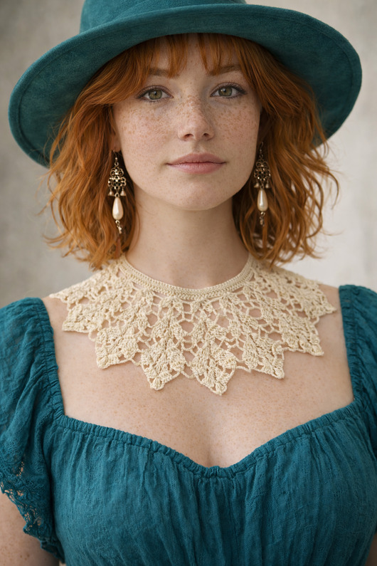 chokery Koronkowy kołnierzyk naszyjnik ecru