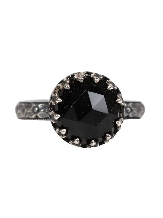 pierścionki srebrne Srebrny oksydowany pierścionek Princess ze spinelem w stylu Vintage