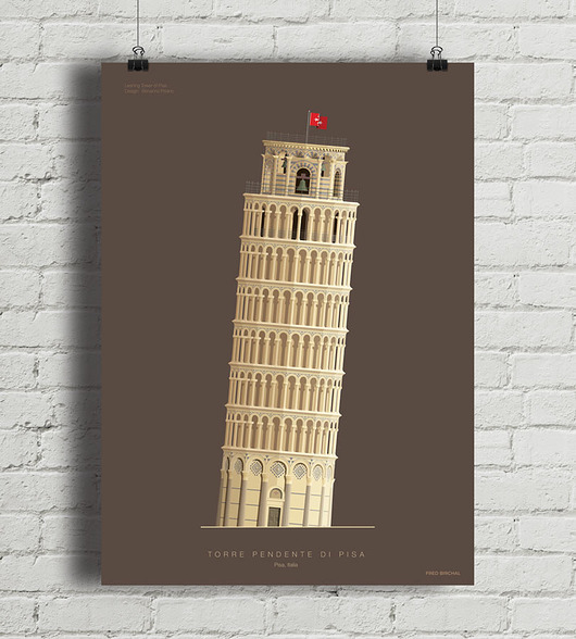 Torre Pendente di Pisa - plakat giclee art minimalmill
