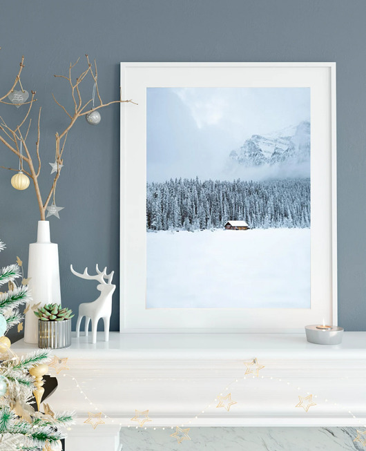 plakaty PLAKAT  zimowy Góry z górami Góra Śnieg