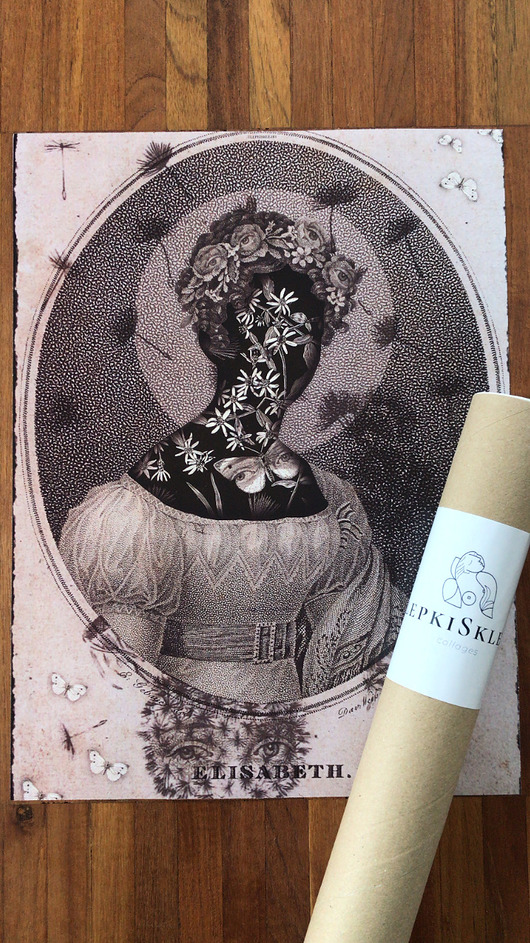 Plakat Kolaż,,Elisabeth" zlepki sklejki