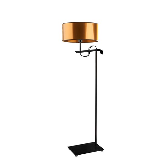 lampy podłogowe Industrialna lampa stojąca do biura w miedziano-czarnym kolorze  KAMERUN MIRROR