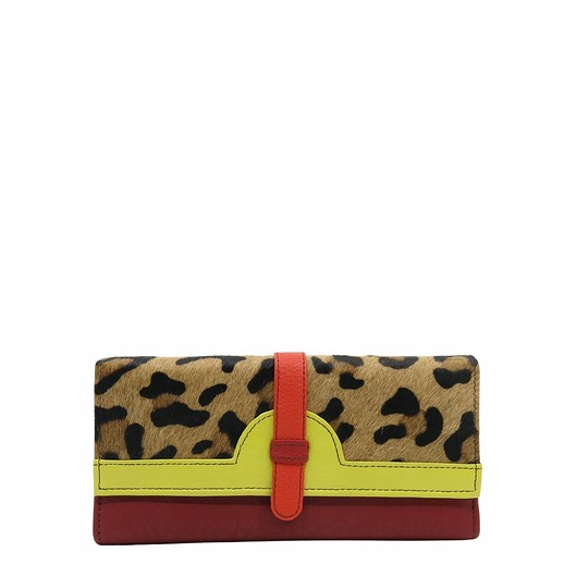 portfele damskie Portfel damski skórzany ze skrawków kolorowy przegródki na karty OLIVKA