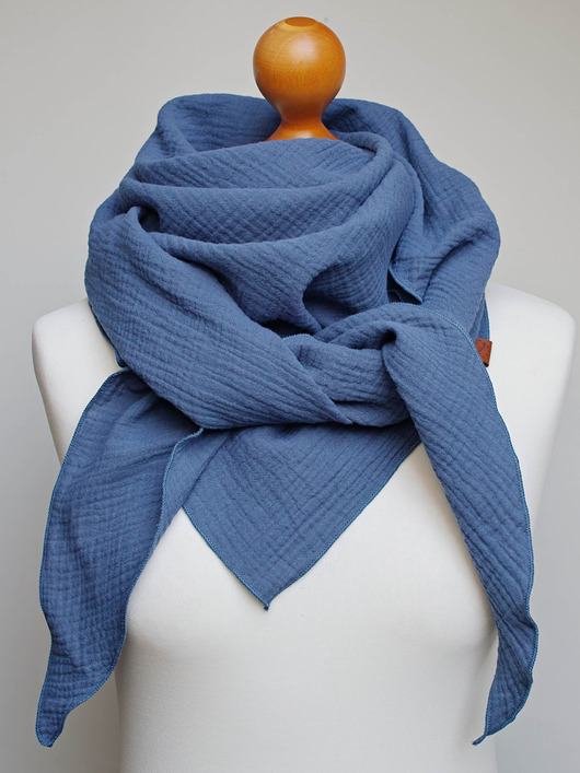 szale damskie Chusta muślinowa damska, uniwersalna chusta bawełniana niebieska