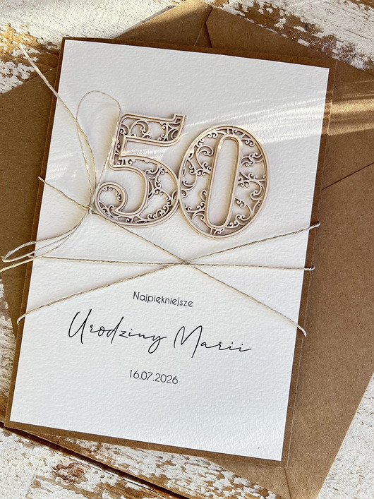 kartki scrapbooking Wyjątkowa personalizowana kartka ręcznie robiona na 50 urodziny