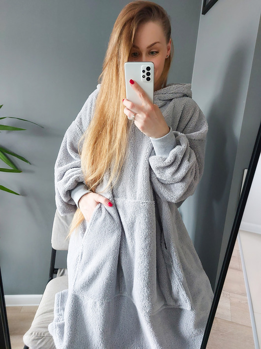 bluza z kapturem damska KOCO-BLUZA I276 SZARA