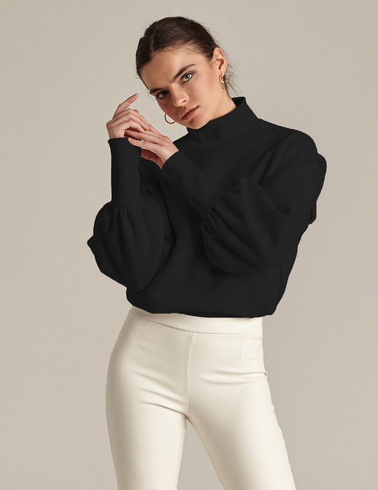 bluza bez kaptura damska Bluza z marszczonymi rękawami