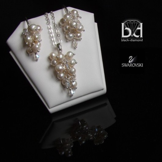 perły naturalne i kryształy Swarovski Black Diamond