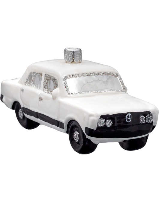 bombki Bombka choinkowa szklana ręcznie malowana: Kultowy Duży Fiat 125p: biały
